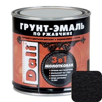 Грунт-эмаль по ржавчине 3 в1 Dali молотковая 0,75 л, черный