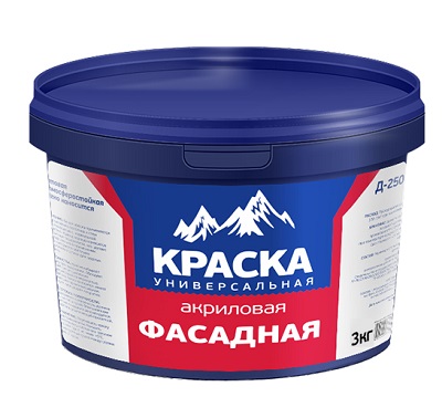 Краска в/э Диола Д-250 акриловая фасадная, Евроведро 3 кг