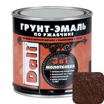 Грунт-эмаль по ржавчине 3 в1 Dali молотковая 0,75 л, 20335 шоколад