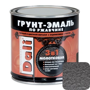 Грунт-эмаль по ржавчине 3 в1 Dali молотковая 0,75 л, серый