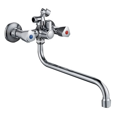 Смеситель д/ванны с 2-мя рукоятками с изливом S-30 см, с перекл. душа Дельта G096710 Ronda