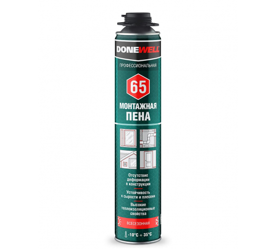 Пена монтажная профессиональная Donewell 65 всесезонная DPP10U65, 1000 мл 