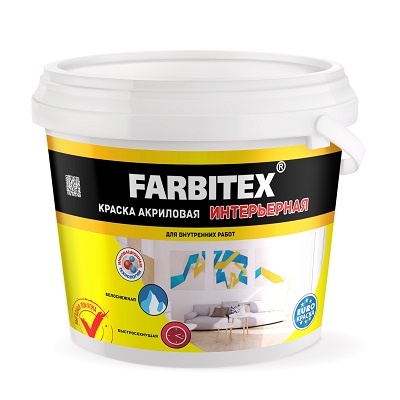 Краска в/д интерьерная Farbitex 3 кг