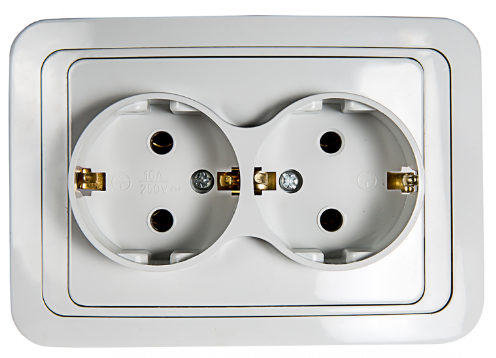 Розетка двойная с заземлением CLASSICO белая 2128 IN HOME