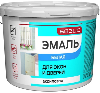 Эмаль глянцевая Базис для окон и дверей 0,9 кг