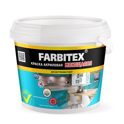 Краска в/д моющаяся Farbitex Профи (6) 3 кг