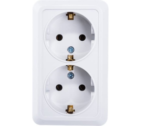 Розетка двойная с заземление BOLLETO белая накладная 7128 IN HOME