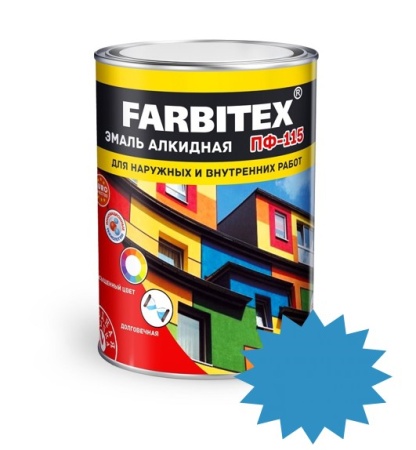 Эмаль Farbitex ПФ-115 0,8 кг (14), голубая