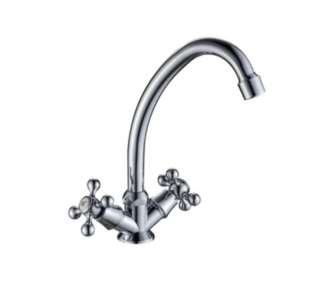 Смеситель для кухни с 2-мя рукоятками высокий излив, креп. гайка G096310 Ronda Gota Rocio