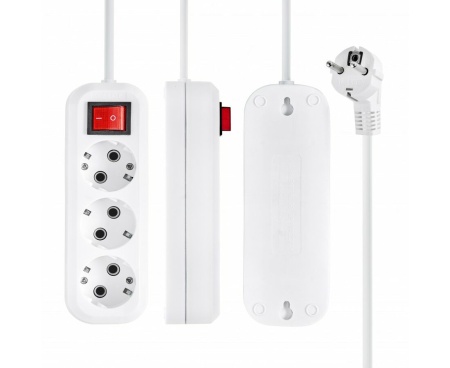 Удлинитель ПВС 3х1 3роз. 1,5м 16А земля, выкл (корпус АБС-пластик) 860478 1-2.SALE