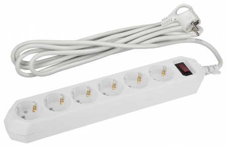 Сетевой фильтр ЭРА с/з с выключателем 6 гнезд 1,5м 10А