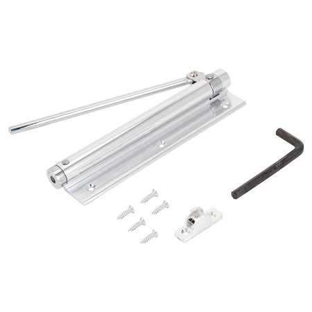 яДоводчик дверной пружинный DS-19 хром до 30 кг. блистер