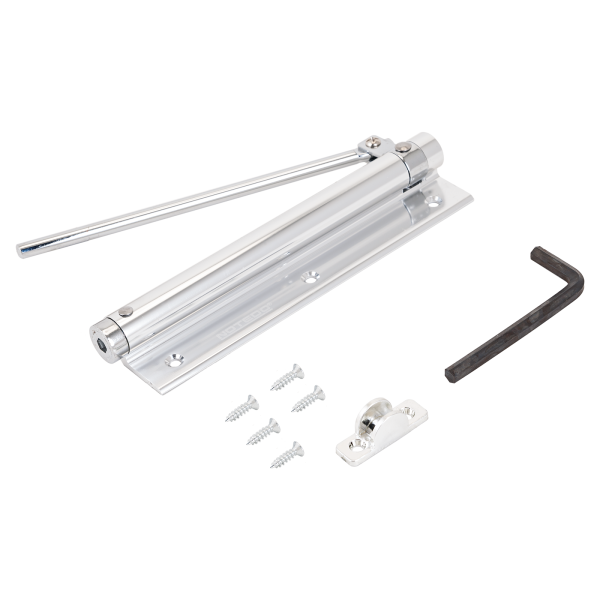 яДоводчик дверной пружинный DS-19 хром до 30 кг. блистер