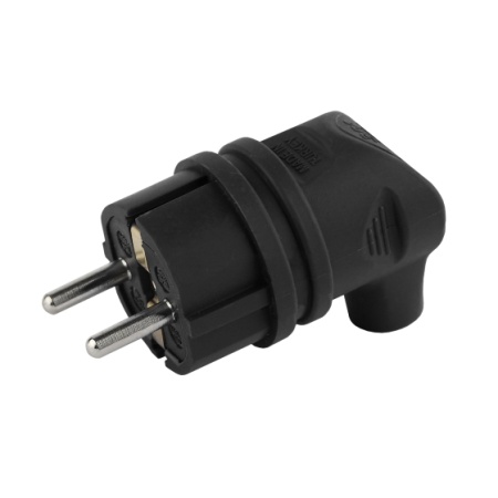 Вилка Эра V9-B-IP44 каучуковая с заземлением 90 градусов 16А IP 44 черная