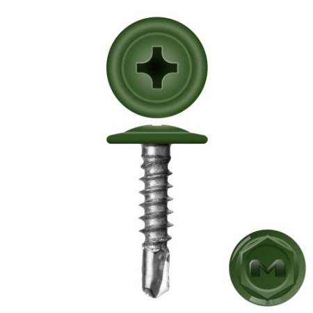 яСаморезы 4,2*16 с пресс-шайбой сверло RAL 6002 Зеленая листва (100 шт)