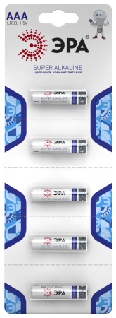 Элемент питания ЭРА LR03-5BL Strip (5/60)