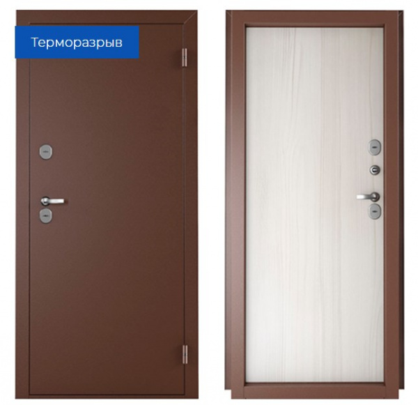 Дверь мет. НОРД Терморазрыв Антик медь/Дуб шале 2060*860 Левая