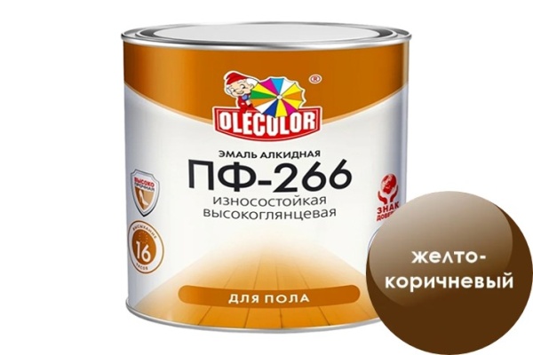 Эмаль Olecolor ПФ-266 2,7 кг (6), желто-коричневая