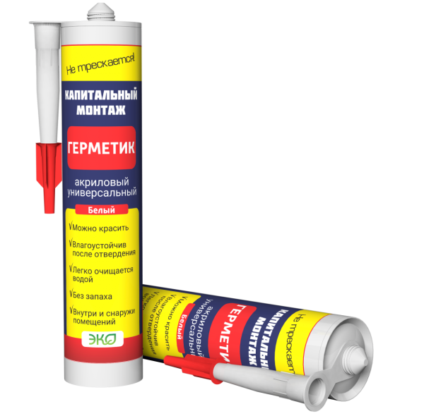 Герметик Gross'art Profi акриловый для швов, белый для внутр/наружних работ, 300  г.