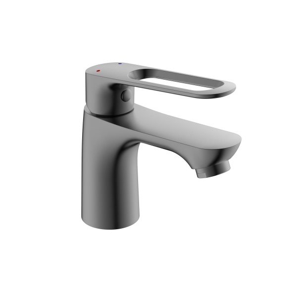 Смеситель д/умывальника шар. креп.гайка серый матовый Базальт 303535 D25 Антей