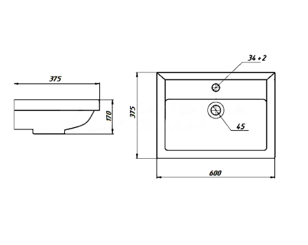 Умывальник мебельный Томь 60