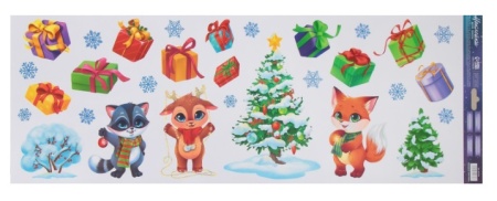 Наклейки виниловые на окна «Новогодний праздник», многоразовые, 70 × 25 см