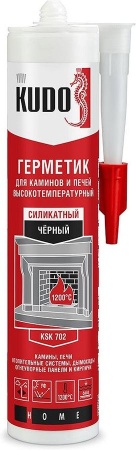 Герметик KUDO KSK-702 для каминов и печей 1200С силикатный черный, 280 мл