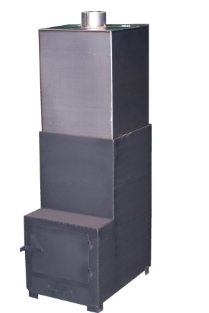 Котел банный с баком, каменка сзади 