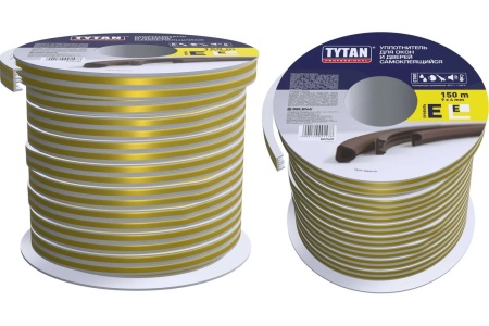 Уплотнитель E, белый 9*4мм, Tytan Professional, 150м