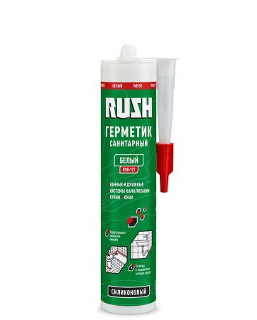 Герметик RUSH RSK-121 силиконовый санитарный 280 гр., белый /12/