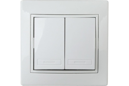 Выключатель Intro Plano 1-104-01 двухклавишный, 10А-250В, IP20, СУ, белый