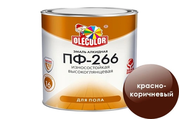 Эмаль Olecolor ПФ-266 2,7 кг (6), красно-коричневая