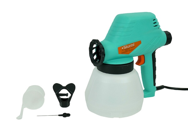 SG9612 Краскопульт Sturm!, 120 Вт, 300 мл/мин, 80 DIN, бак 1 л, регул. интенс. распыления